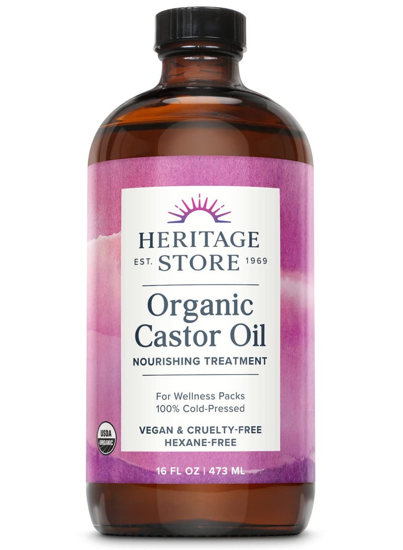 Organic Castor Oil, 100% Cold-Pressed 16 fl oz 473ml