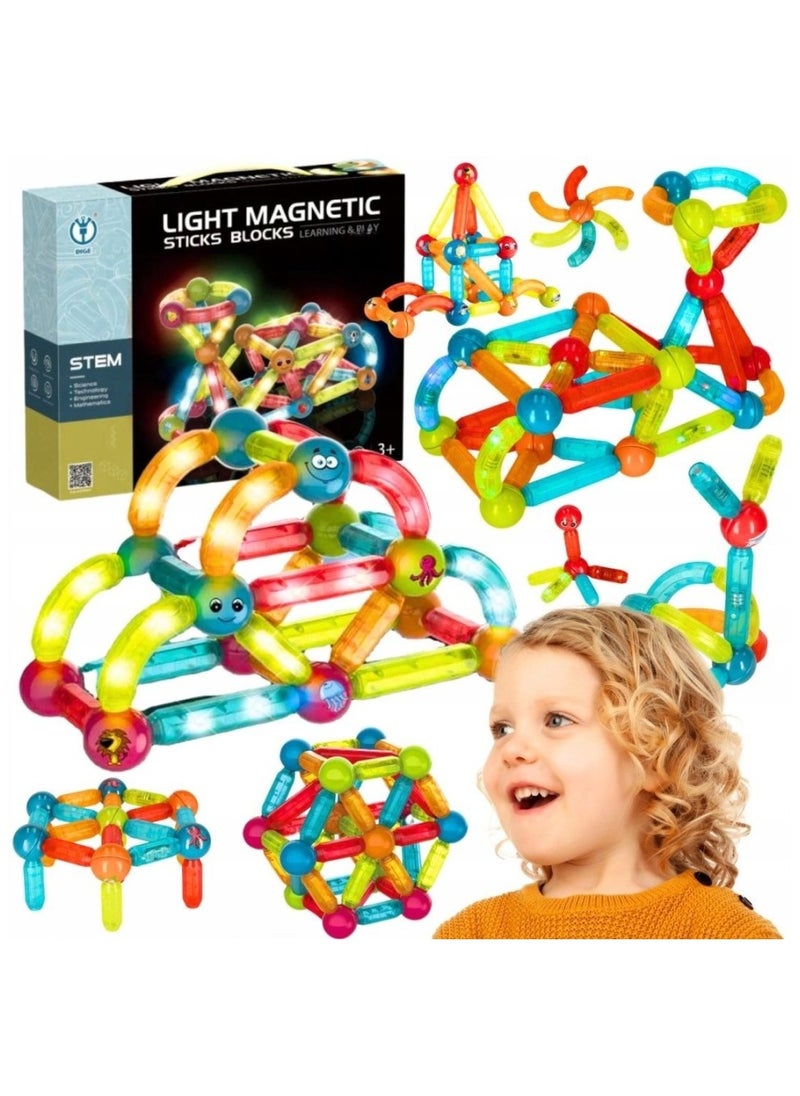 52 PCS Magic Magnetic Blocks & Tiles Building Set - Educational STEM Toy for Kids 3+ Years, 3D Magnetic Construction Blocks & Creative Building Blocks for Toddlers and Preschoolers