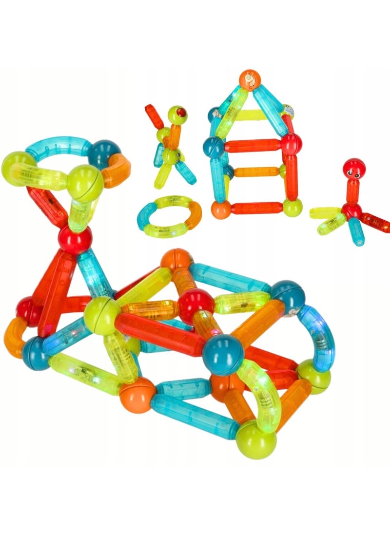 52 PCS Magic Magnetic Blocks & Tiles Building Set - Educational STEM Toy for Kids 3+ Years, 3D Magnetic Construction Blocks & Creative Building Blocks for Toddlers and Preschoolers