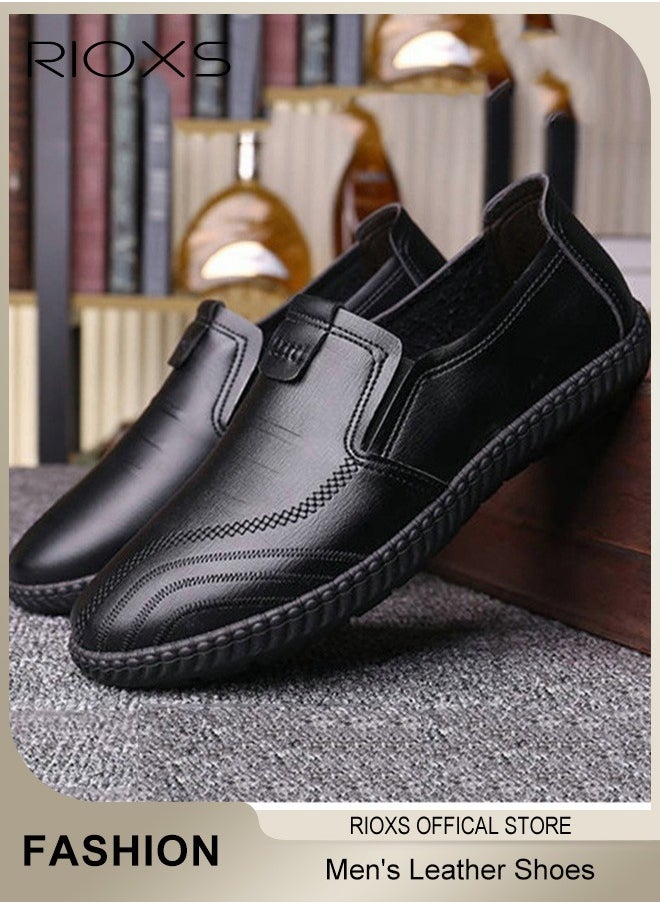 Men's Business Leather Shoes, Round Toe Oxford Shoes, Stylish Classic Loafer, Comfortable Lightweight Walking Flats, Suitable for Daily Wear and Formal Occasions