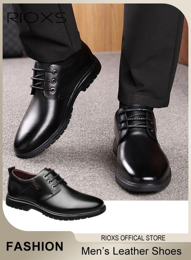 Men's Business Leather Shoes, Lace-up Round-toe Oxford Shoes, Stylish Classic Dress Shoes, Comfortable Lightweight Walking Flats, Suitable for Daily Wear and Formal Occasions