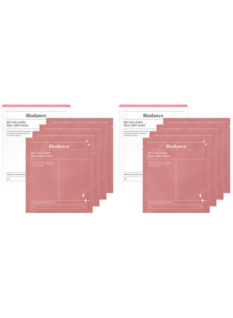 Bio-Collagen Real Deep Mask, Hydrating Overnight Mask, Pore Minimizing, Elasticity Improvement, 34g x8ea