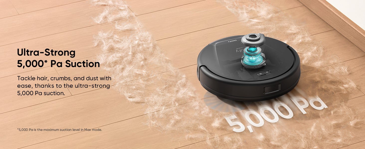 L60 Hybrid Robot Vacuum Cleaner With Mop, Ultra Strong 5,000 Pa Suction To Remove Hair, Dust, iPath Laser Navigation, For Deep Floor Cleaning, Ideal For Hard Floors 50 W T2268V11 Black