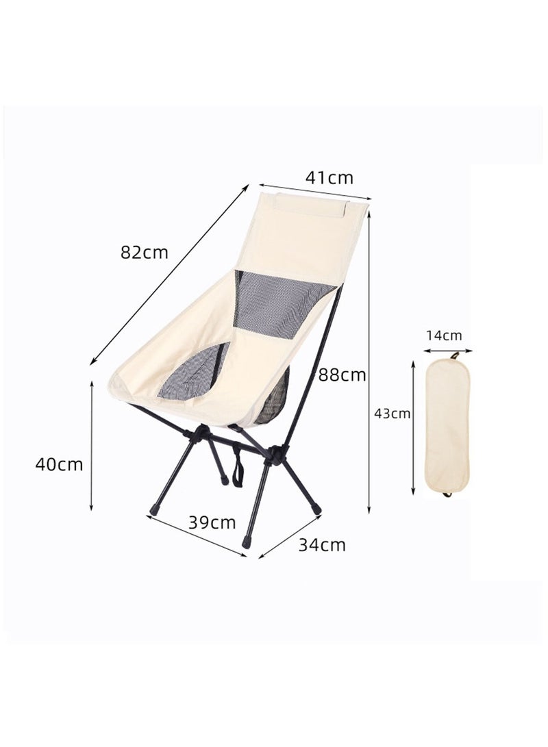 Portable Camping Chairs , Lightweight Folding High Back Camp Chair, Backpacking Outdoor Travel Chair Moon Chair for Camping, Travelling, Beach with Carry Bag