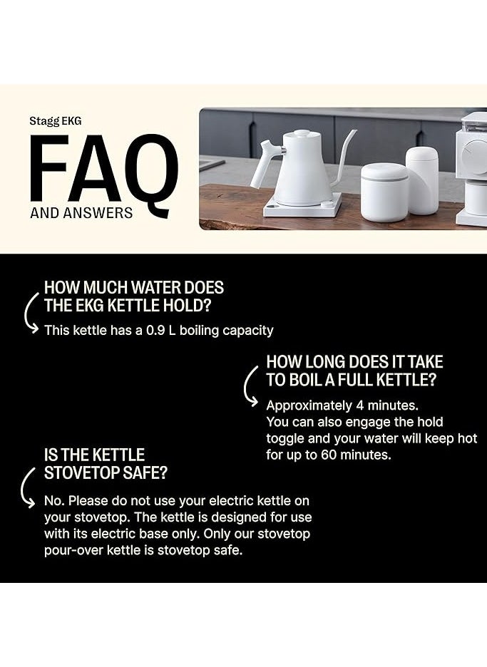 Stagg EKG Electric Coffee Kettle 900ml 1200W, Matte White
