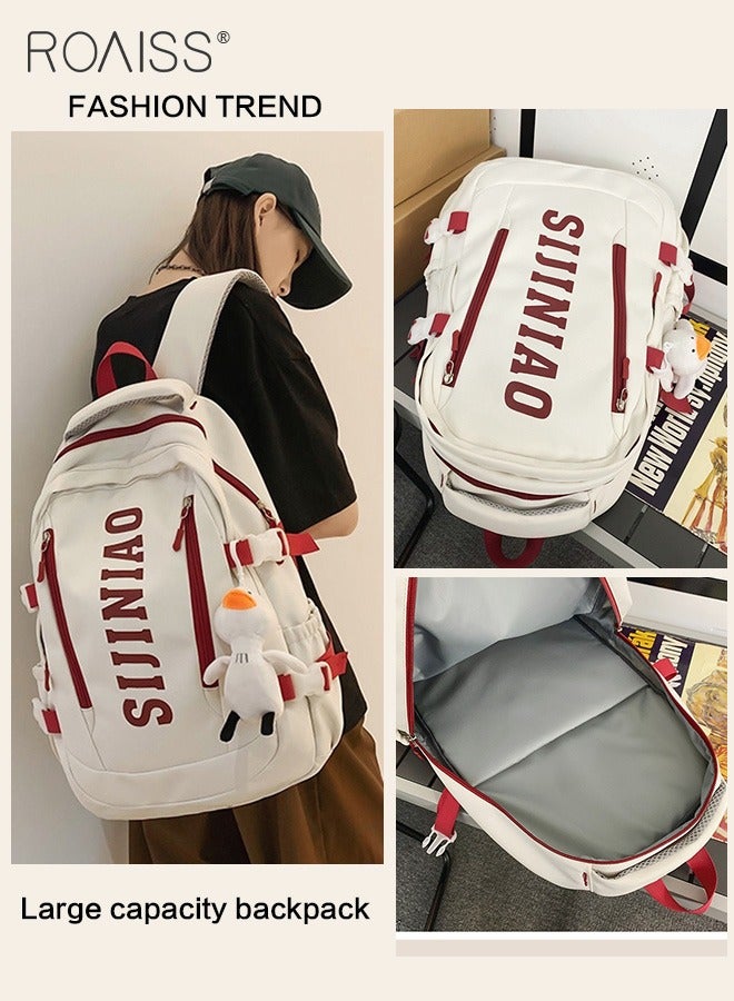 Large Capacity Fashion Contrast Backpack Campus Travel Multi Pocket Adjustable Shoulder Strap Backpack Fashion And Durable Student Computer Backpack