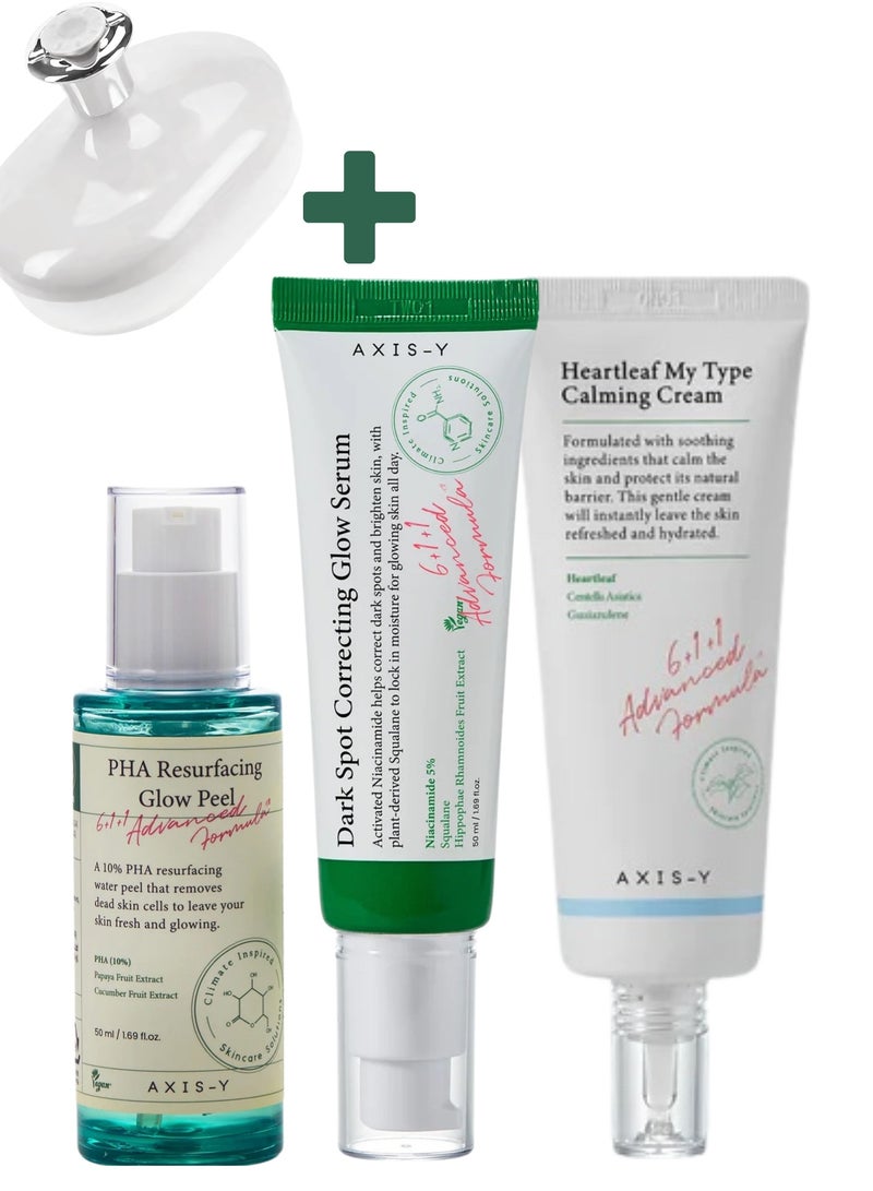 Ultimate Glow Trio Set - Exfoliating Glow Peel, Brightening Glow Serum, and Soothing Calming Cream (160ml)