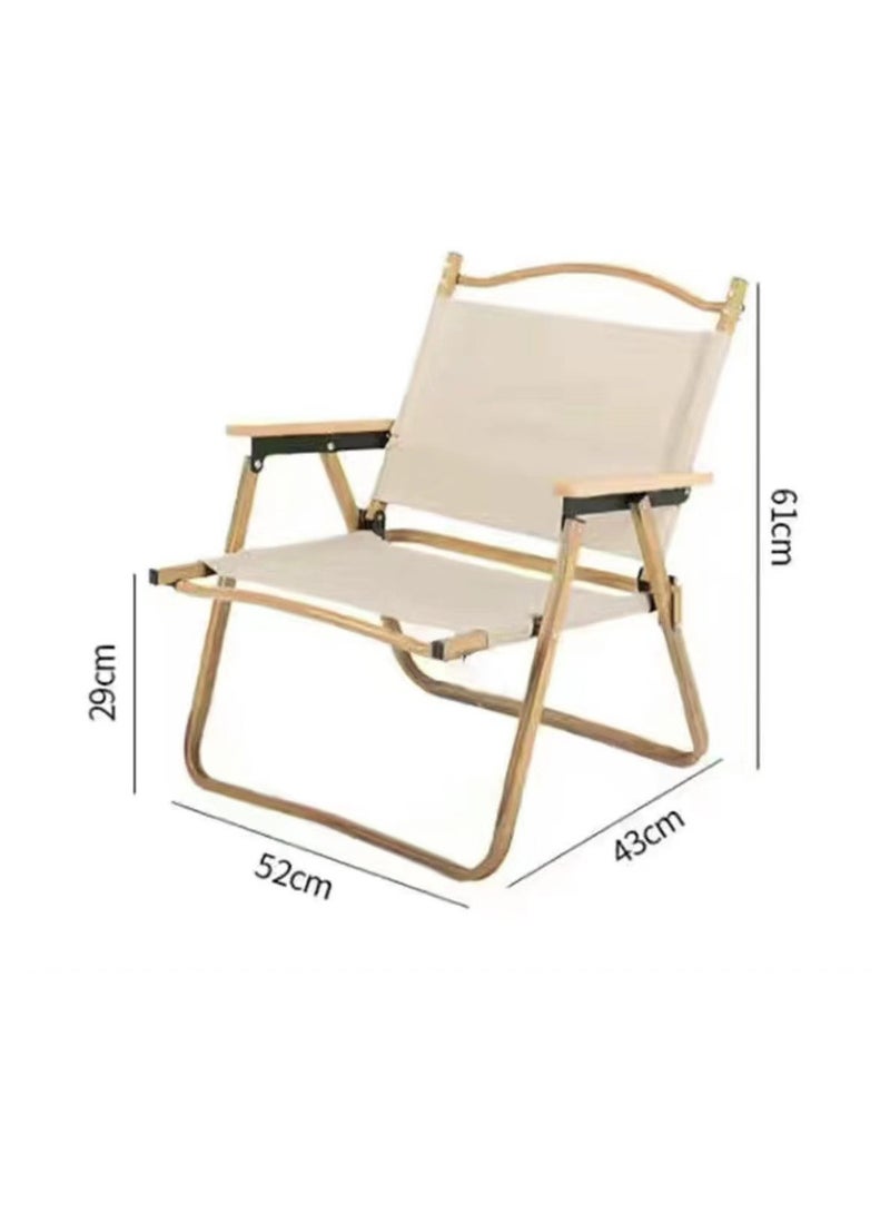 Portable Folding Camping Chair Foldable Fishing Camping Chair with Wooden Handle Aluminum Bracket Stable Outdoor Picnic Chair For BBQ Beach Chair Lightweight Outdoor