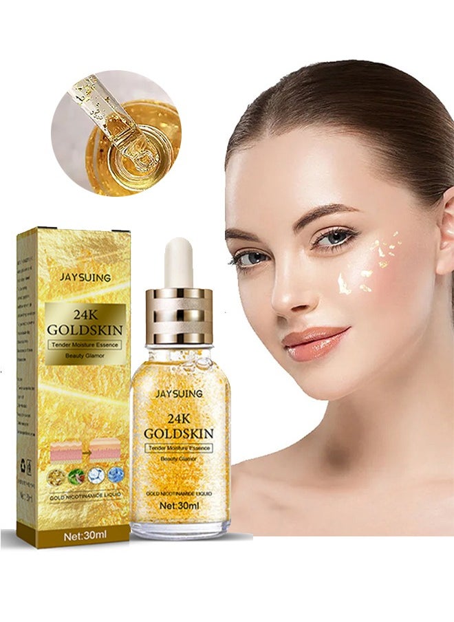 24K Gold Skin,Collagen Lifting Essence, Has The Effect Of Improving Fine Lines, Tightening The Skin, Brightening The Skin, Anti-Wrinkle Skin Repair Moisture Firming Lifting Serum 30ml