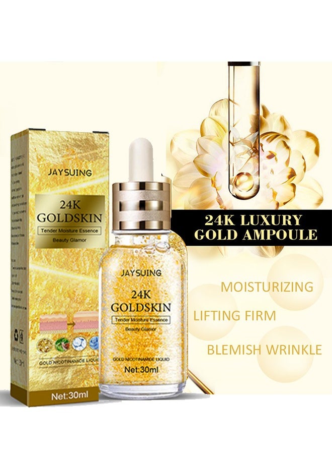 24K Gold Skin,Collagen Lifting Essence, Has The Effect Of Improving Fine Lines, Tightening The Skin, Brightening The Skin, Anti-Wrinkle Skin Repair Moisture Firming Lifting Serum 30ml