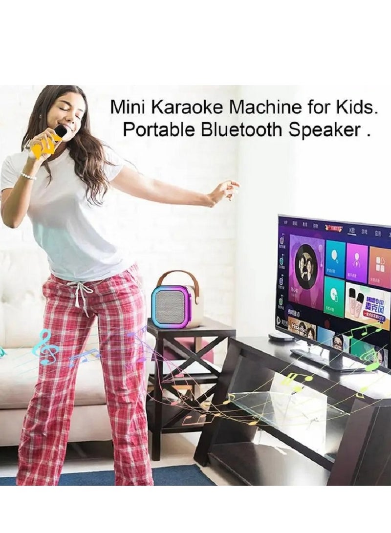 K12 Mini Portable Karaoke Bluetooth Speaker Dual Microphone Audio Integrated Microphone Home Karaoke Wireless Bluetooth Speaker for Kids and Adult