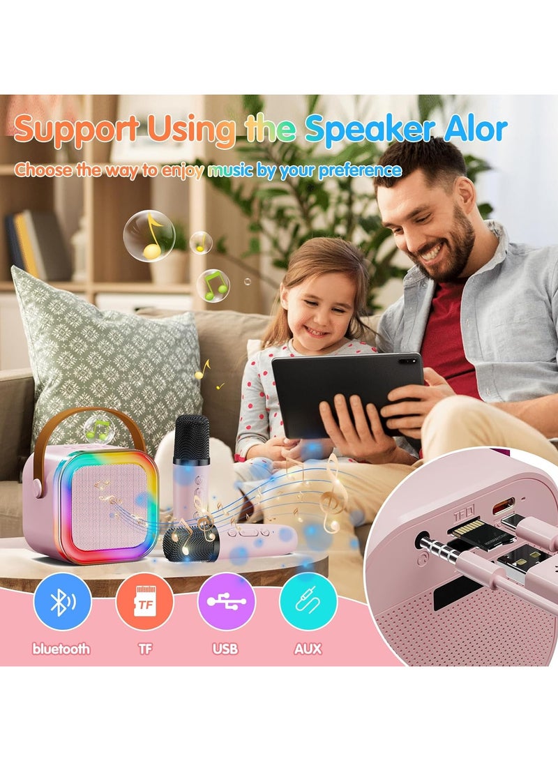K12 Mini Portable Karaoke Bluetooth Speaker Dual Microphone Audio Integrated Microphone Home Karaoke Wireless Bluetooth Speaker for Kids and Adult
