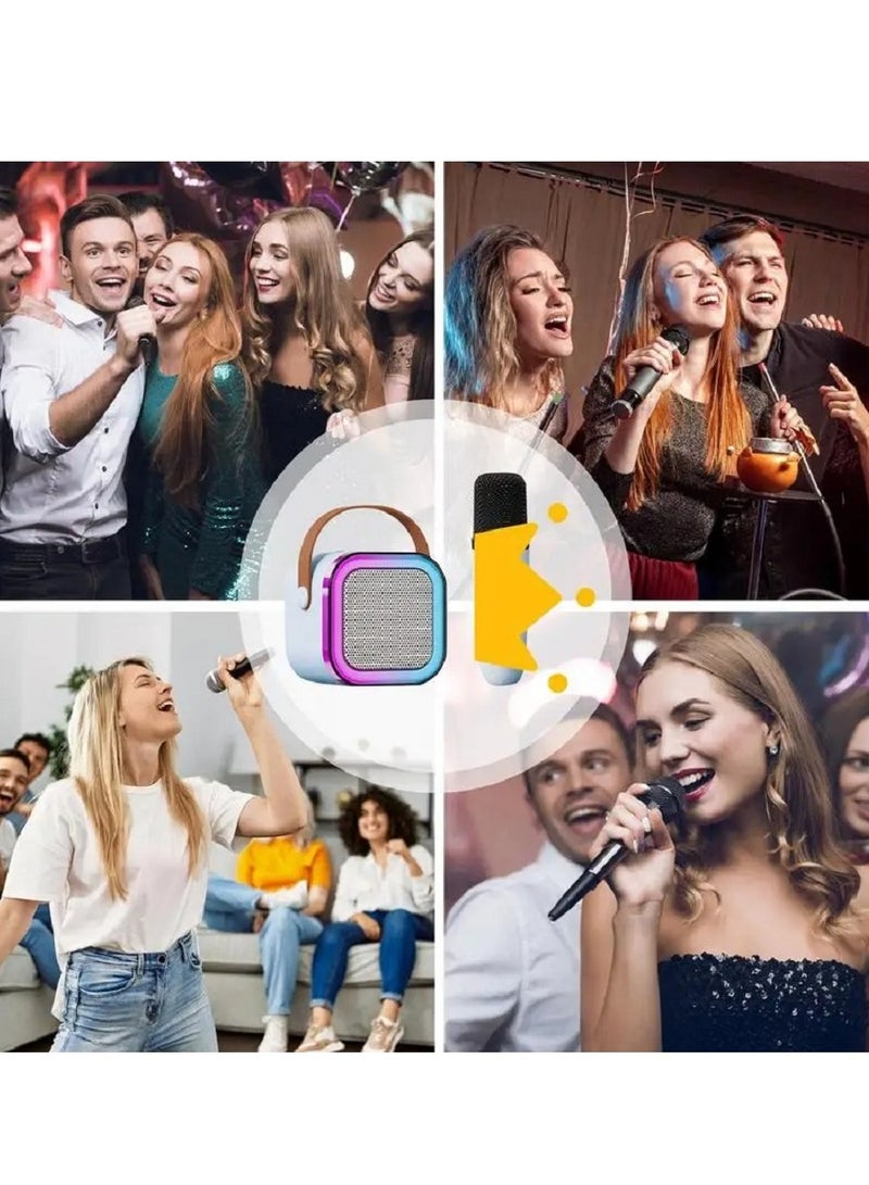 K12 Mini Portable Karaoke Bluetooth Speaker Dual Microphone Audio Integrated Microphone Home Karaoke Wireless Bluetooth Speaker for Kids and Adult