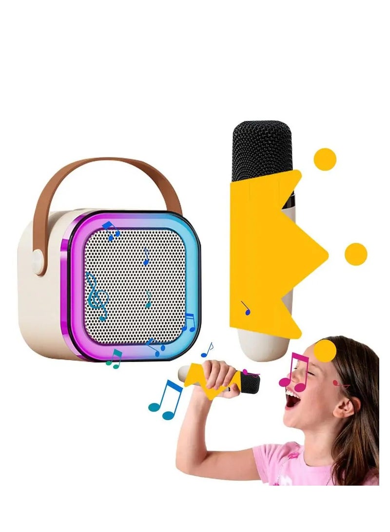 K12 Mini Portable Karaoke Bluetooth Speaker Dual Microphone Audio Integrated Microphone Home Karaoke Wireless Bluetooth Speaker for Kids and Adult