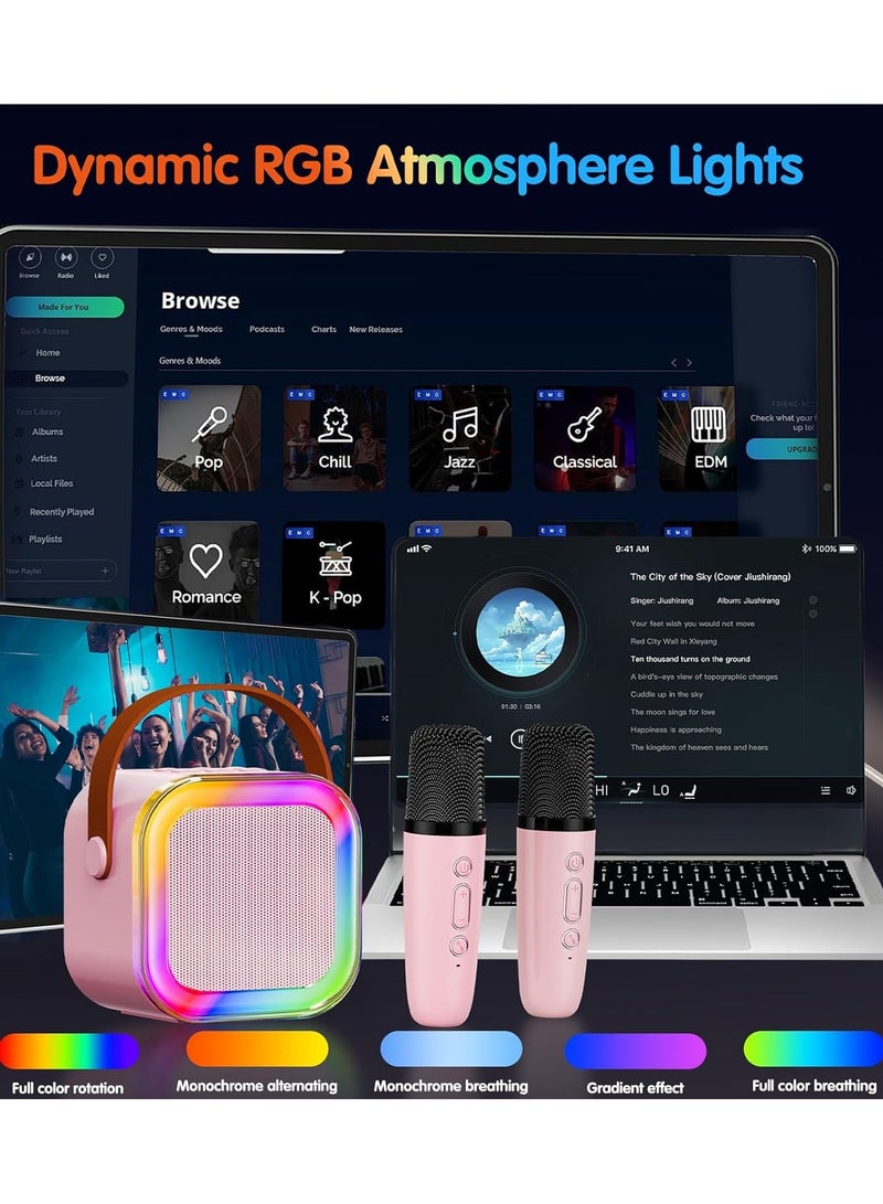 K12 Mini Portable Karaoke Bluetooth Speaker Dual Microphone Audio Integrated Microphone Home Karaoke Wireless Bluetooth Speaker for Kids and Adult