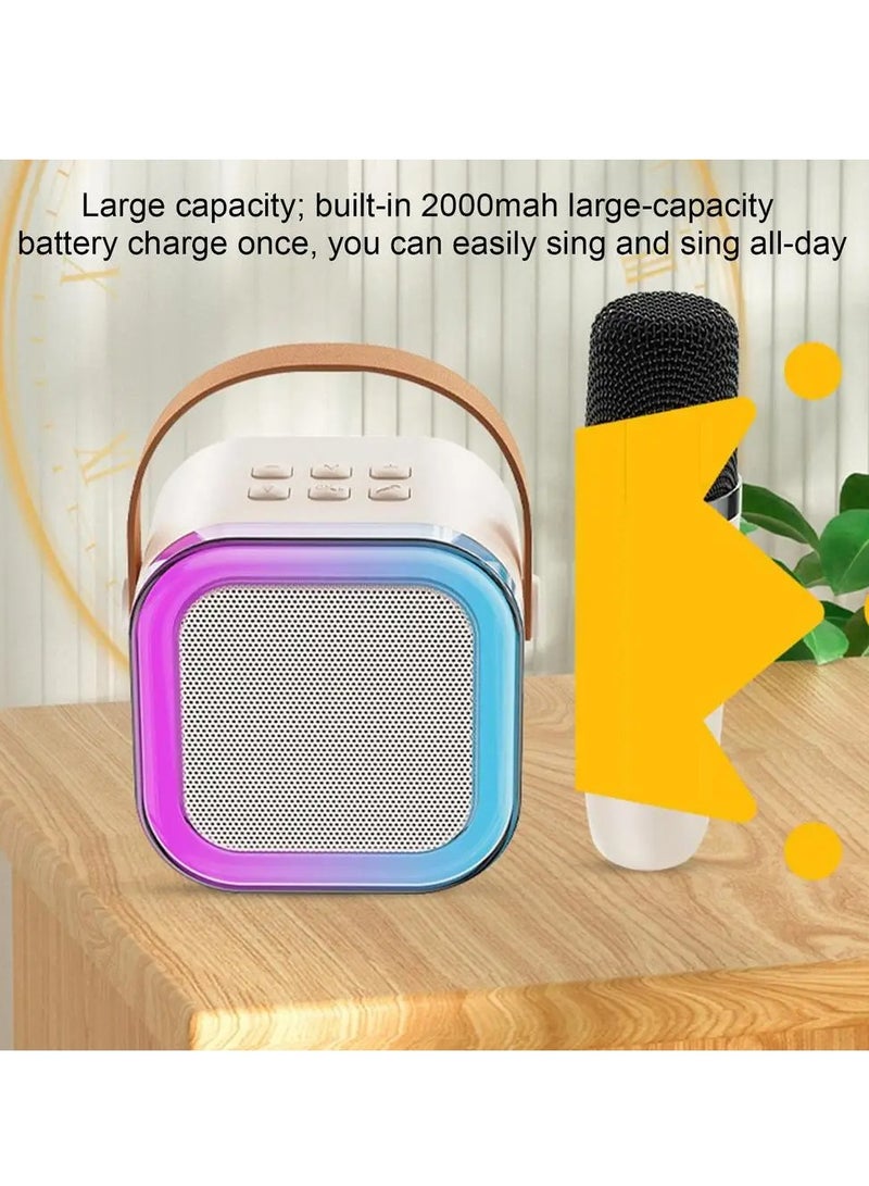 K12 Mini Portable Karaoke Bluetooth Speaker Dual Microphone Audio Integrated Microphone Home Karaoke Wireless Bluetooth Speaker for Kids and Adult