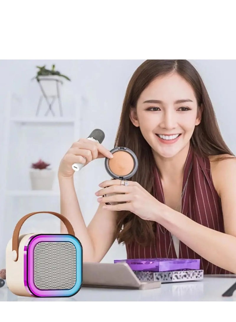 K12 Mini Portable Karaoke Bluetooth Speaker Dual Microphone Audio Integrated Microphone Home Karaoke Wireless Bluetooth Speaker for Kids and Adult