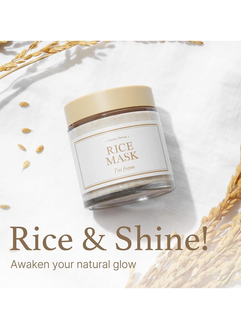 Rice Mask Gentle Exfoliating Wash Off Facial Mask for Dull, Rough Skin, Pore Clearing, Remove Dead Skin Cells, Uneven Skin Tone, Smooth Skin, Moiustirinzg, Radiant 110G