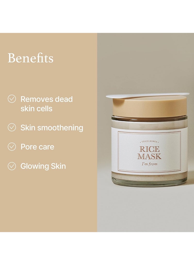 Rice Mask Gentle Exfoliating Wash Off Facial Mask for Dull, Rough Skin, Pore Clearing, Remove Dead Skin Cells, Uneven Skin Tone, Smooth Skin, Moiustirinzg, Radiant 110G