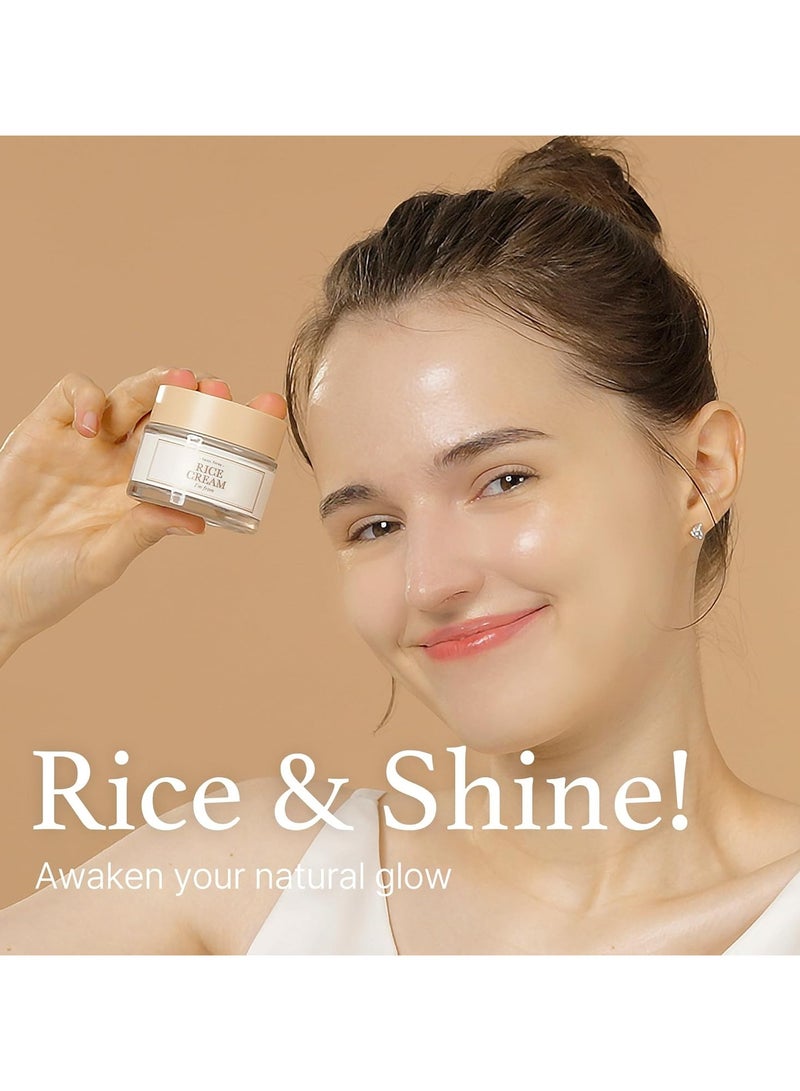 Rice Cream 41% Rice Bran Essence with Ceramide, Glowing Look, Improves Moisture Skin Barrier, Nourishes Deeply, Smoothening to Even Out Skin Tone, K Beauty 50g