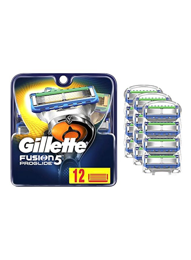 12-Piece Fusion5 ProGlide Razor Blades Refills Silver/Blue/Green