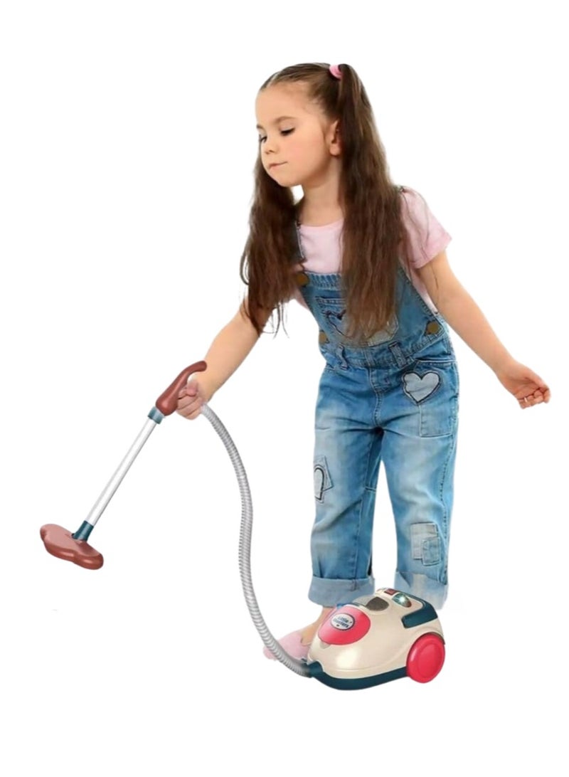 Electric Mini Vacuum Cleaner Toy for Kids -Toy Vacuum Cleaner with Realistic Action & Sounds, Pretend Role Play Cleaning Toys for Toddlers Girls Boys