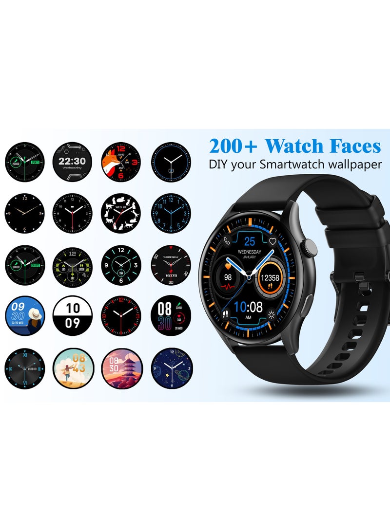 Smart Watch Men Women Dail/Answer Call Text, Waterproof 5ATM Fitness Tracker Watches, Heart Rate, Calorie, SpO2, BP, Sleep Moniter, GPS, Sport 120+ Modes, Amoled Display 1.43, IOS Android Smartwatch