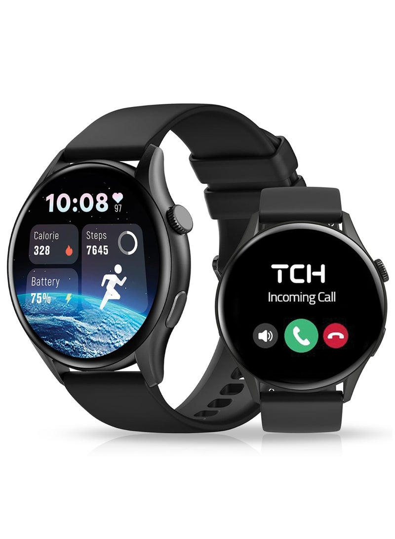 Smart Watch Men Women Dail/Answer Call Text, Waterproof 5ATM Fitness Tracker Watches, Heart Rate, Calorie, SpO2, BP, Sleep Moniter, GPS, Sport 120+ Modes, Amoled Display 1.43, IOS Android Smartwatch