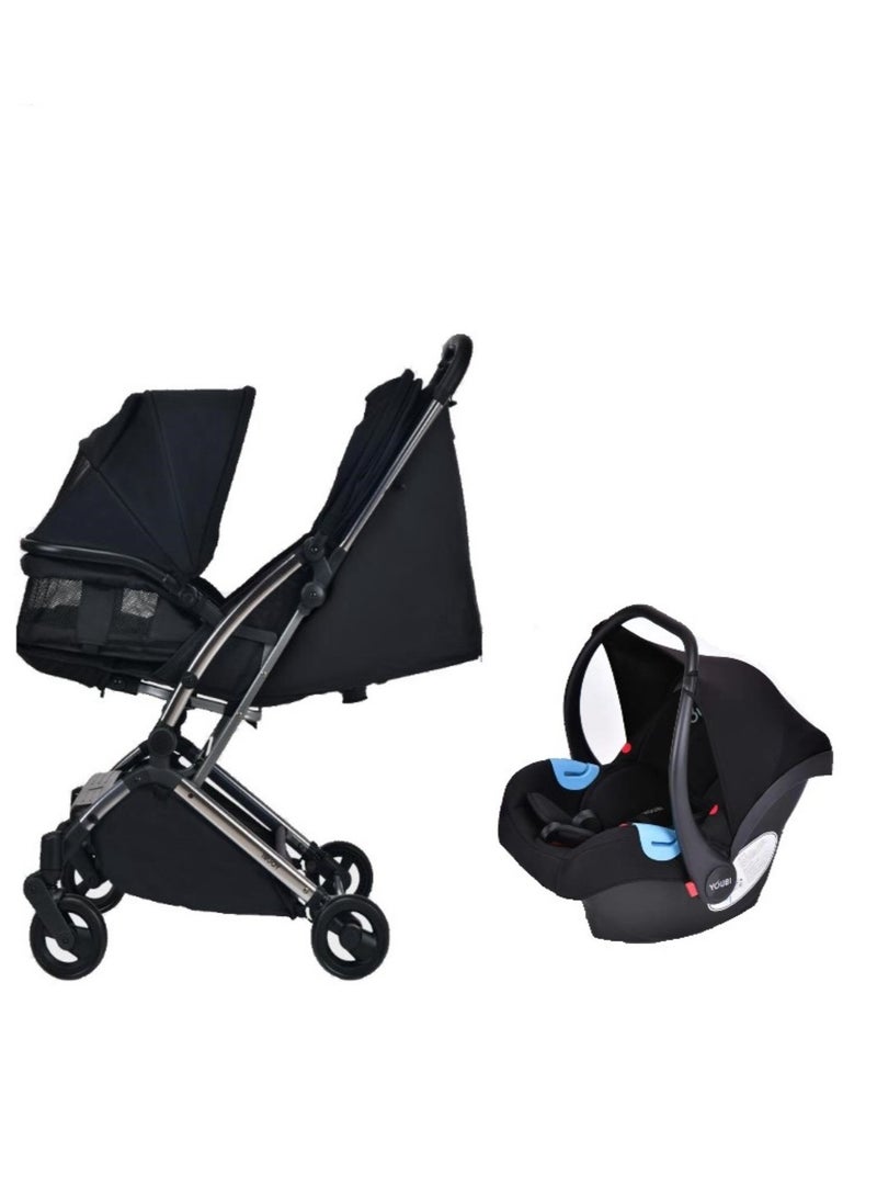 Pikkaboo Youbi Toddler Travel System with New Born Attachment-Black