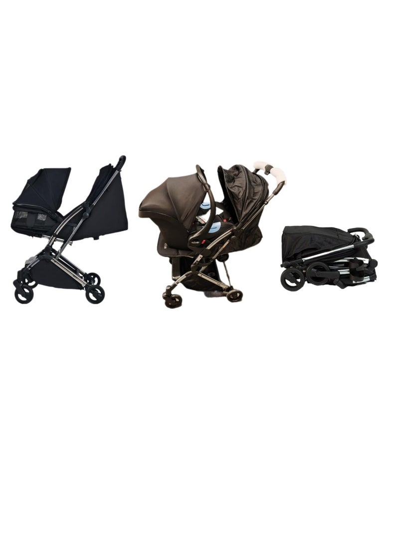 Pikkaboo Youbi Toddler Travel System with New Born Attachment-Black