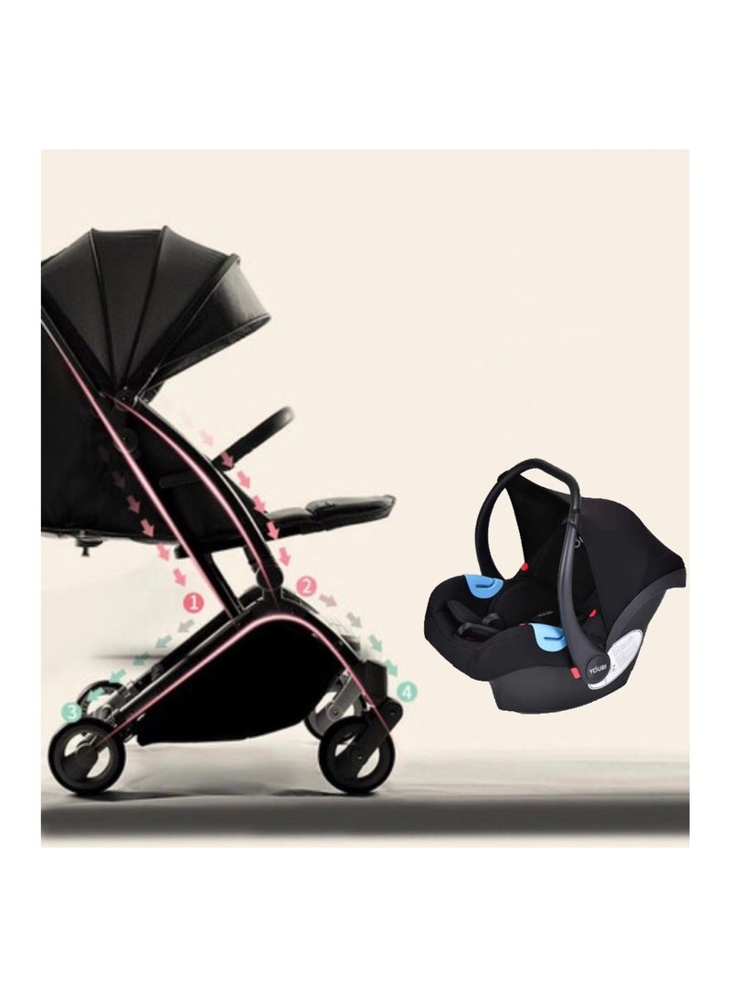 Pikkaboo Youbi Toddler Travel System with New Born Attachment-Black