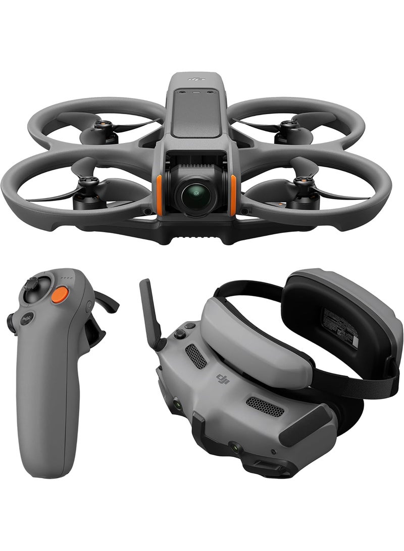 Avata 2 Fly More Combo (1 Battery), FPV Drone with Camera 4K, Immersive Experience, Built-in Propeller Guard, Easy Flip/Roll, Goggles 3 and RC Motion 3 Included, POV Content Camera Drone, Black