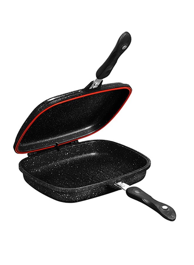 Sonex Diecast Double Grill Pan, Marble Coated With Bakelite Handles, Premium Die-Cast Cookware, Extra Rubber Seal, Korean Technology, Ceramic Coating, Comes With Magnetic Lock 30 cm.