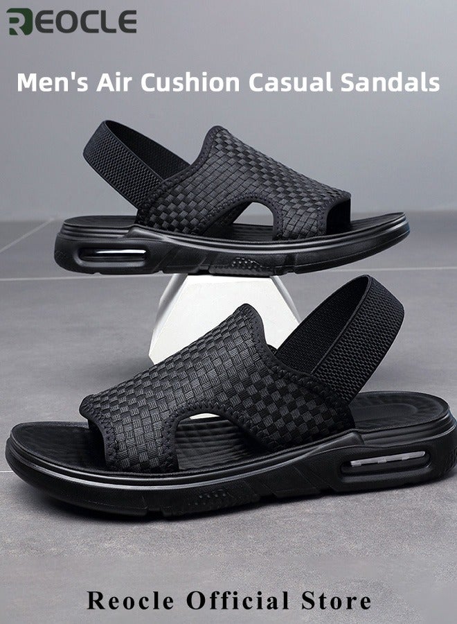 Men's Sandals WovenSoft Sole Black Woven Summer Sandals Hiking Beach Sport Outdoor Sandals Outdoor Leather Closed Toe Beach Shoes
