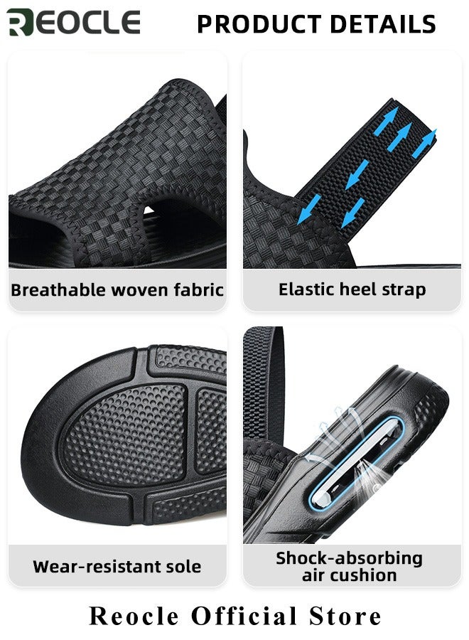Men's Sandals WovenSoft Sole Black Woven Summer Sandals Hiking Beach Sport Outdoor Sandals Outdoor Leather Closed Toe Beach Shoes