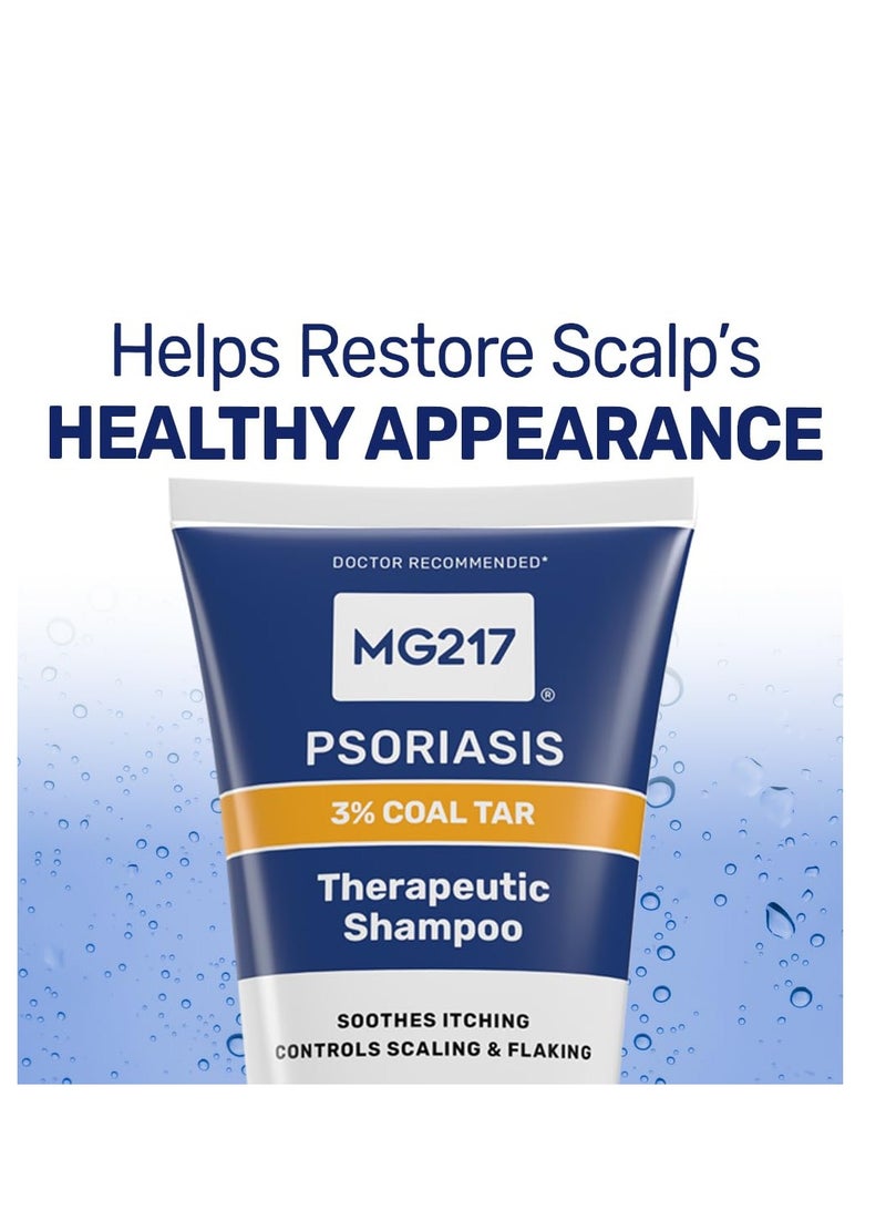 MG217 Psoriasis Shampoo with Coal Tar, Therapeutic Scalp Treatment, Controls Itching, Scaling, Flaking, Scale Buildup, Psoriasis Scalp Treatment, 3% Coal Tar Shampoo and Conditioner, 8floz - Packaging may vary