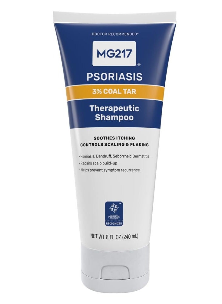 MG217 Psoriasis Shampoo with Coal Tar, Therapeutic Scalp Treatment, Controls Itching, Scaling, Flaking, Scale Buildup, Psoriasis Scalp Treatment, 3% Coal Tar Shampoo and Conditioner, 8floz - Packaging may vary