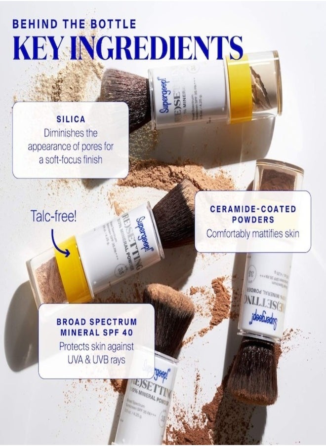 Supergoop! (Re)setting 100% Mineral Sunscreen Powder SPF 30 (4.25g) – Mattifying, Translucent Loose Powder for On-the-Go Broad-Spectrum UV Protection and Shine Control