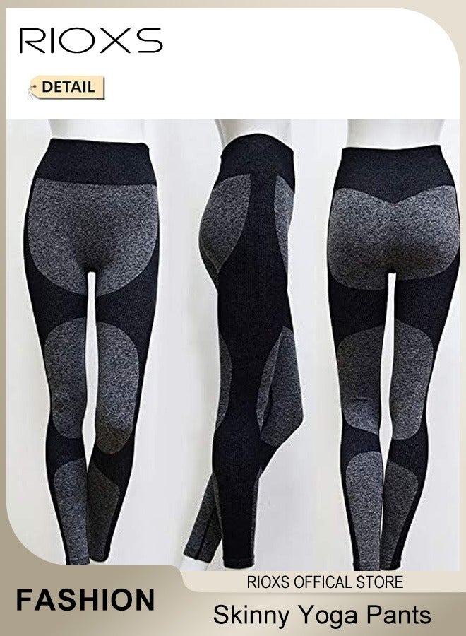 Women's High Waist Leggings,Solid Stretch Yoga Pants,Tummy Control Fitness Legging With Pockets,Skinny Leggings,Slim Fit Sports Sweatpants For Fitness Workout Gym Running