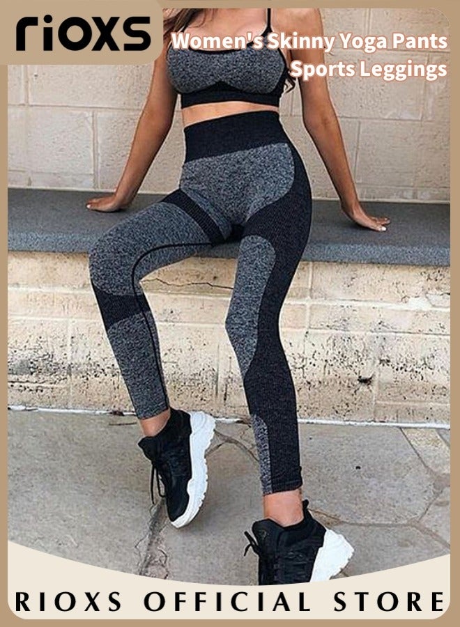 Women's High Waist Leggings,Solid Stretch Yoga Pants,Tummy Control Fitness Legging With Pockets,Skinny Leggings,Slim Fit Sports Sweatpants For Fitness Workout Gym Running