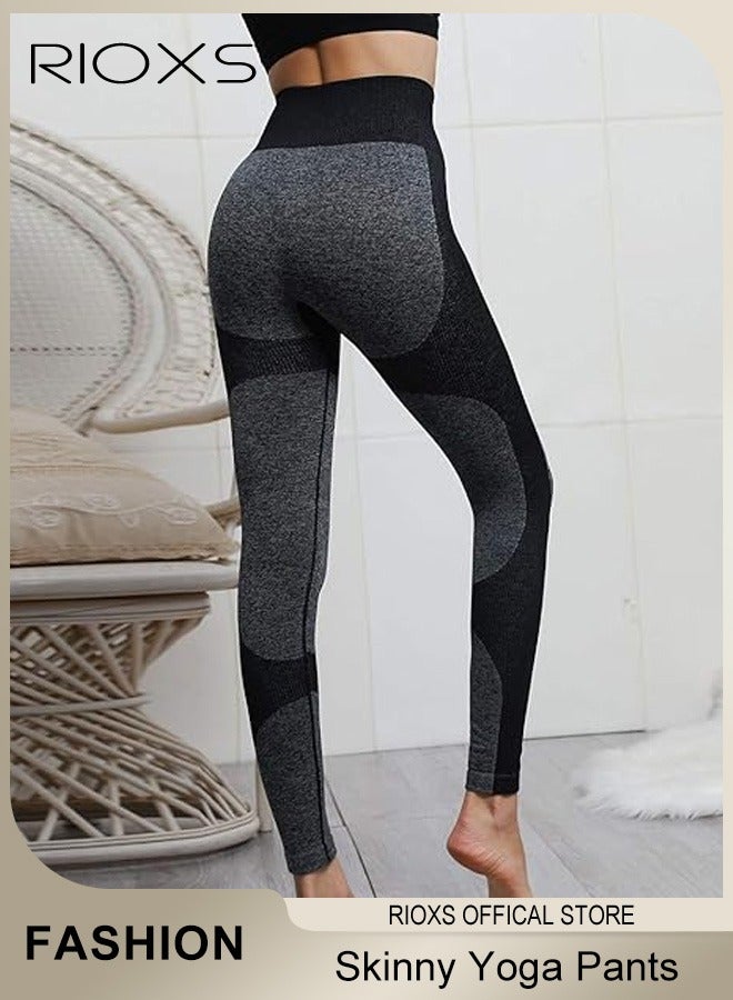 Women's High Waist Leggings,Solid Stretch Yoga Pants,Tummy Control Fitness Legging With Pockets,Skinny Leggings,Slim Fit Sports Sweatpants For Fitness Workout Gym Running