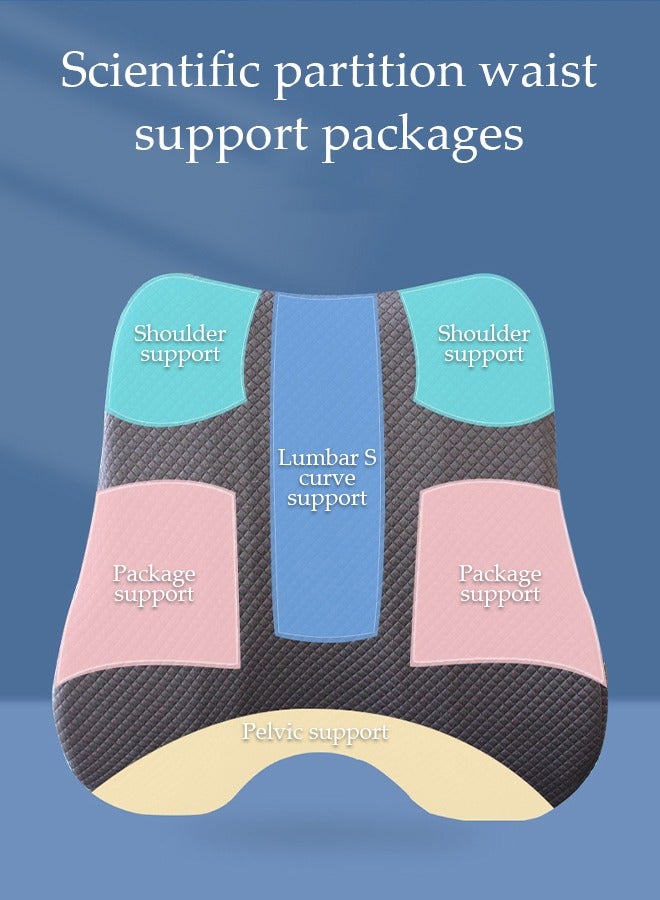 Adjustable Lumbar Support Pillow Improve Lower Back PainRelief and Sitting Posture Adjustable Slider Ergonomic Memory Foam Back Cushion for Long Sitting for Office Chair Car Plane