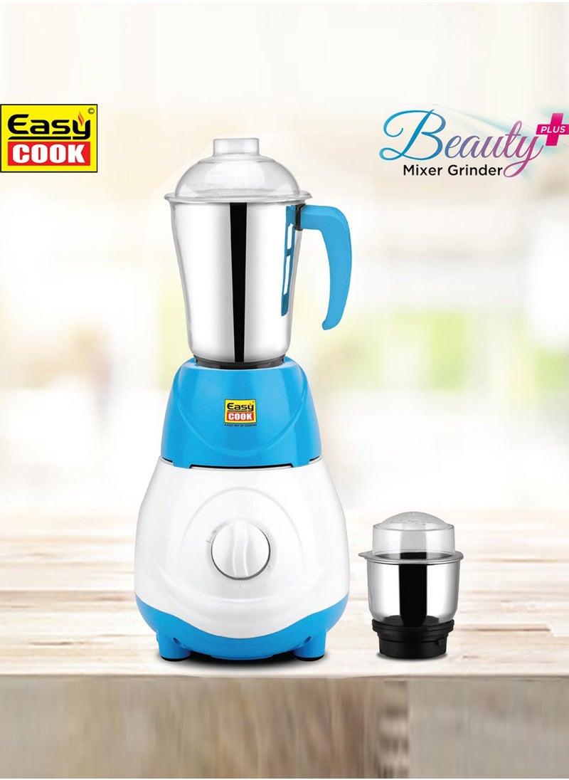 Beauty Plus 550 Watt Mixer Grinder | Multipurpose Heavy Duty Mixer Grinder with 2 Stainless Steel Jars (1L & 100ml) - Stainless Steel Blades | 3 Speed