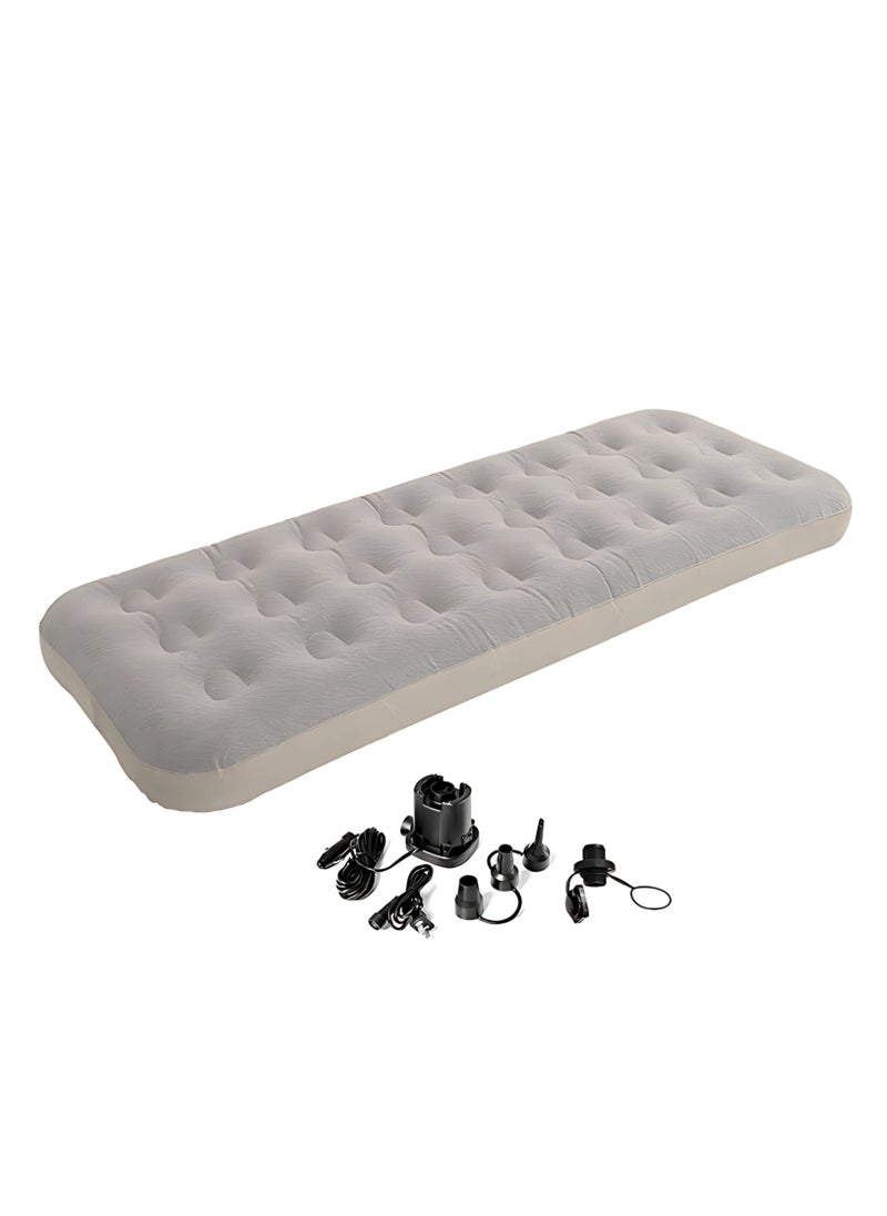 Inflatable Mattress with Pump Portable Outdoor Air Mattress Foldable Single Thickened Flocking Mattress for Outdoor and Home