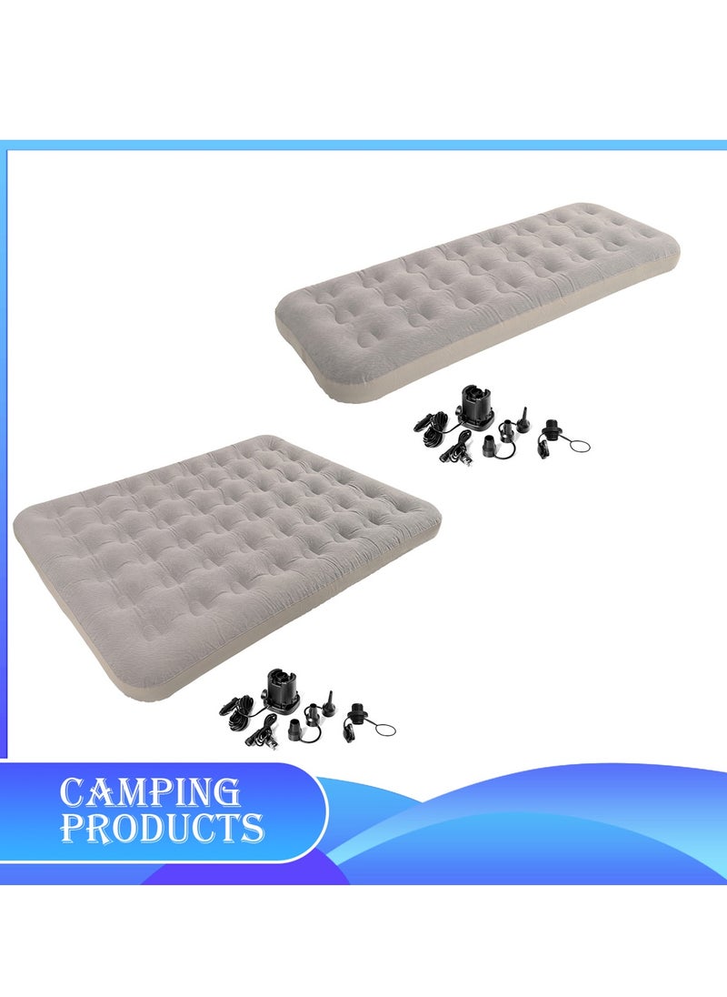 Inflatable Mattress with Pump Portable Outdoor Air Mattress Foldable Single Thickened Flocking Mattress for Outdoor and Home