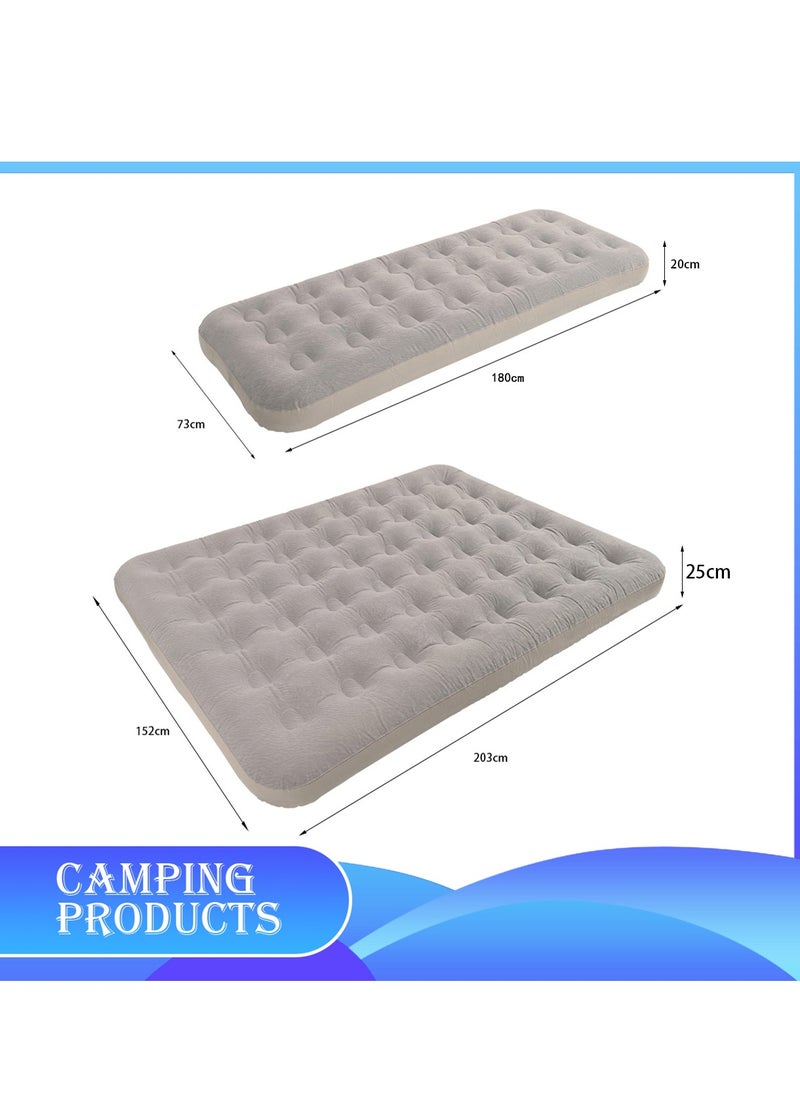 Inflatable Mattress with Pump Portable Outdoor Air Mattress Foldable Single Thickened Flocking Mattress for Outdoor and Home