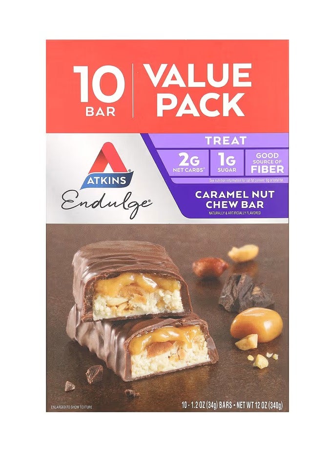 Endulge, Caramel Nut Chew Bar, 10 Bars, 1.2 oz (34 g) Each