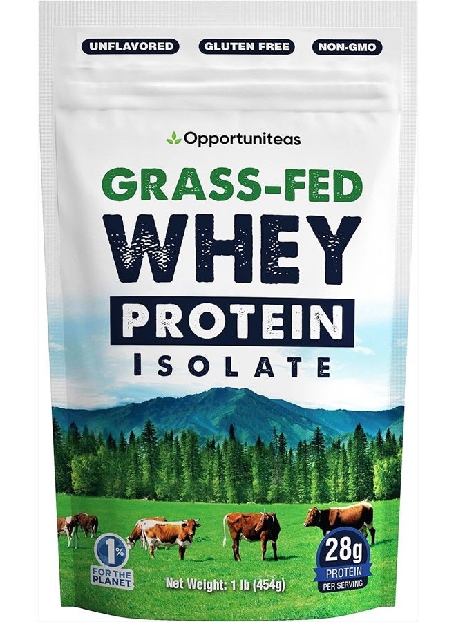 Grass Fed Whey Protein Isolate Unflavored, (1 LB)