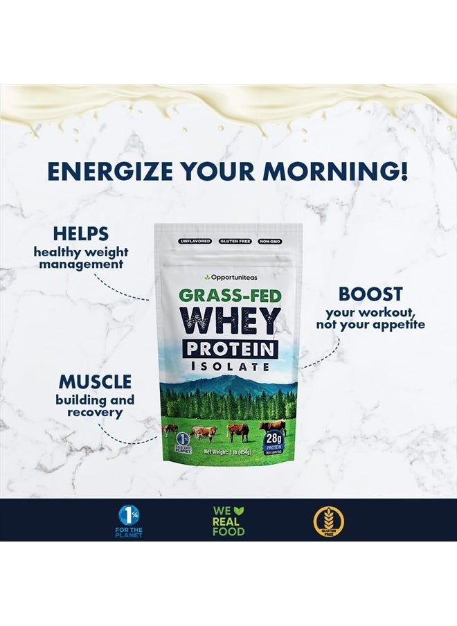 Grass Fed Whey Protein Isolate Unflavored, (1 LB)