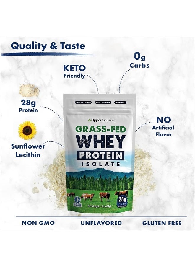 Grass Fed Whey Protein Isolate Unflavored, (1 LB)